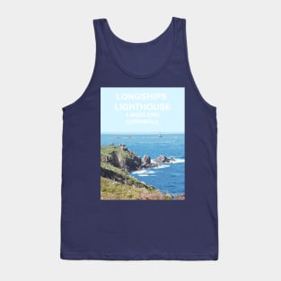 Longships Lighthouse Lands End Cornwall. Cornish gift. Travel poster Tank Top